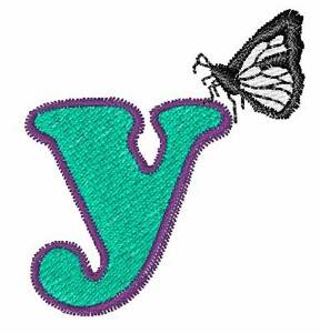 Picture of Butterfly Lowercase Y Machine Embroidery Design