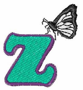 Picture of Butterfly Lowercase Z Machine Embroidery Design