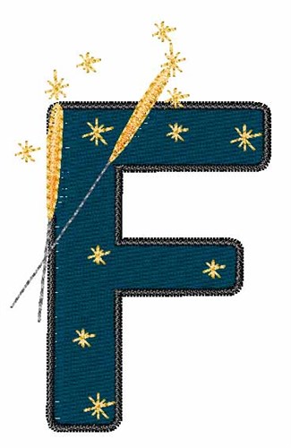 Fourth of July F Machine Embroidery Design