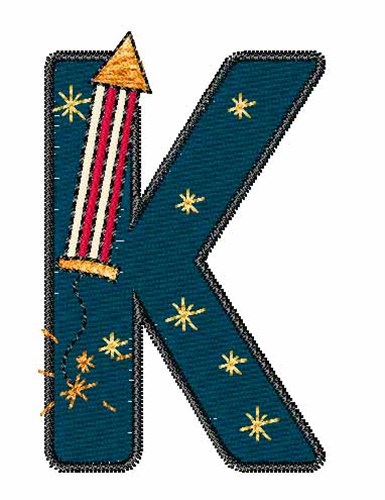 Fourth of July K Machine Embroidery Design