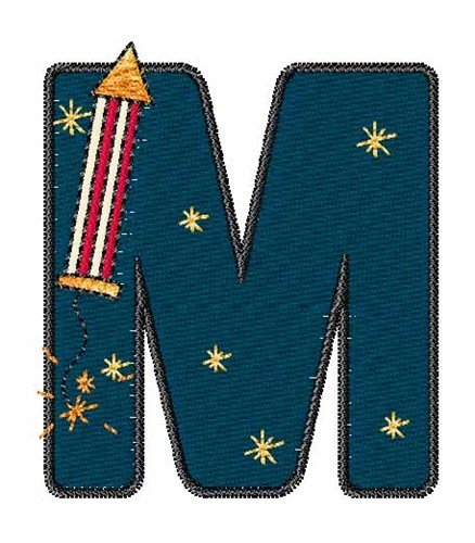 Fourth of July M Machine Embroidery Design