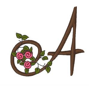 Picture of Pink Rose Monogram A Machine Embroidery Design