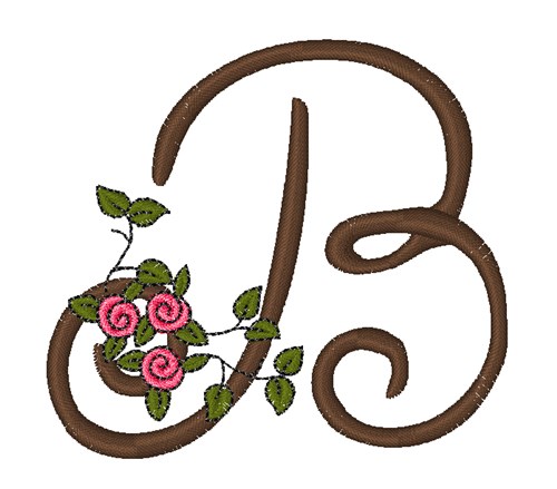 Pink Rose Monogram B Machine Embroidery Design