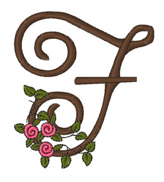 Picture of Pink Rose Monogram F Machine Embroidery Design