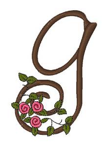 Picture of Pink Rose Monogram G Machine Embroidery Design