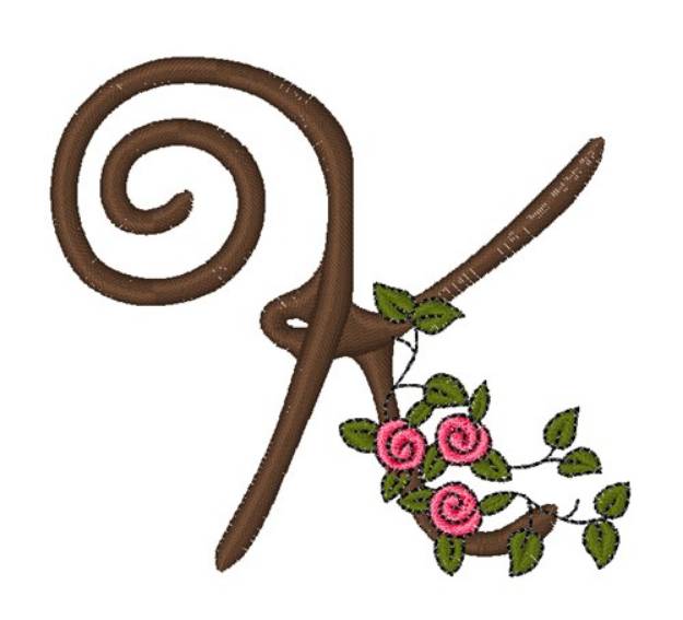 Picture of Pink Rose Monogram K Machine Embroidery Design