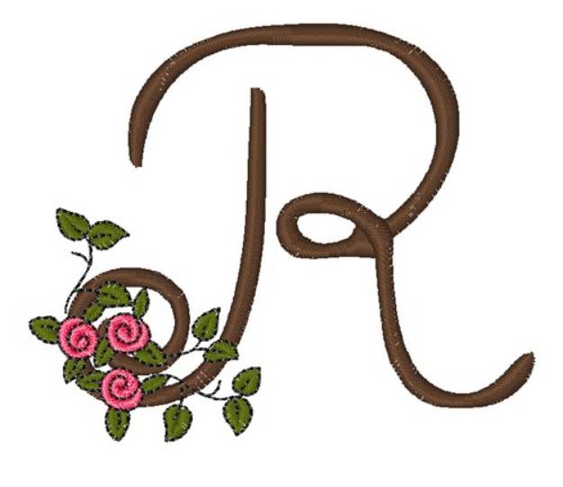 Picture of Pink Rose Monogram R Machine Embroidery Design