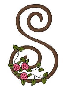 Picture of Pink Rose Monogram S Machine Embroidery Design