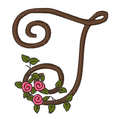 Pink Rose Monogram T Machine Embroidery Design