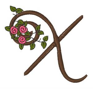 Picture of Pink Rose Monogram X Machine Embroidery Design