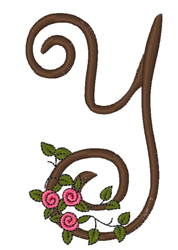 Pink Rose Monogram Y Machine Embroidery Design