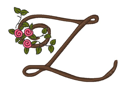 Pink Rose Monogram Z Machine Embroidery Design