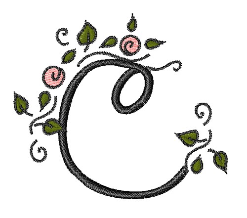 Rose Vine Swirl C Machine Embroidery Design
