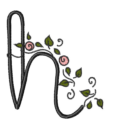 Rose Vine Swirl H Machine Embroidery Design