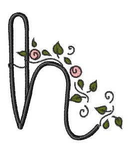 Picture of Rose Vine Swirl H Machine Embroidery Design
