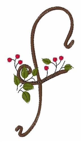 Christmas Holly F Machine Embroidery Design