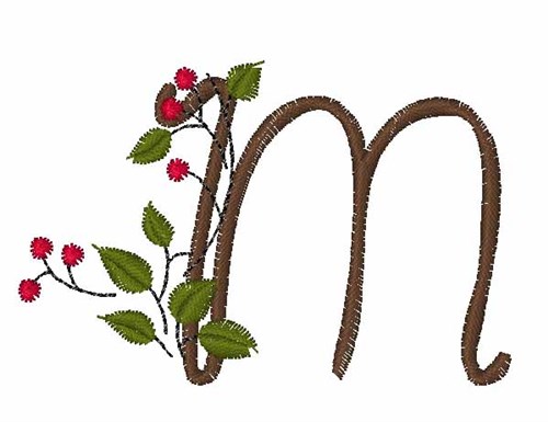 Christmas Holly M Machine Embroidery Design