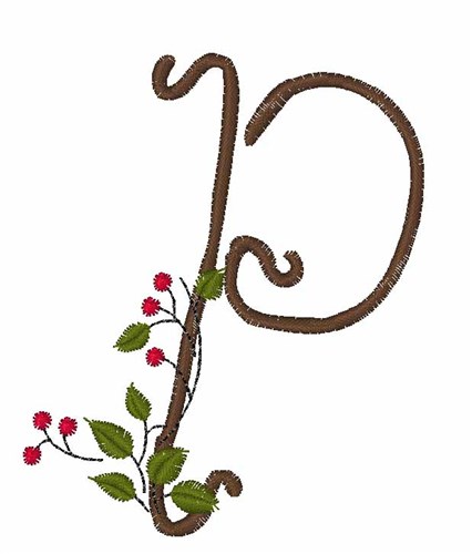 Christmas Holly P Machine Embroidery Design