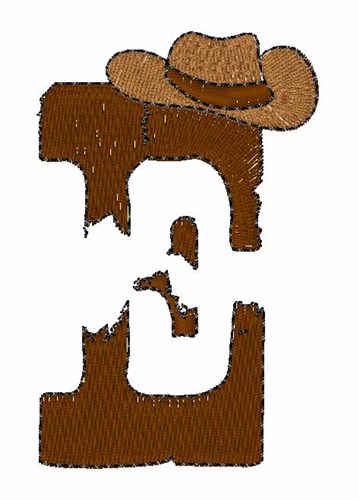 Cowboy Western E Machine Embroidery Design