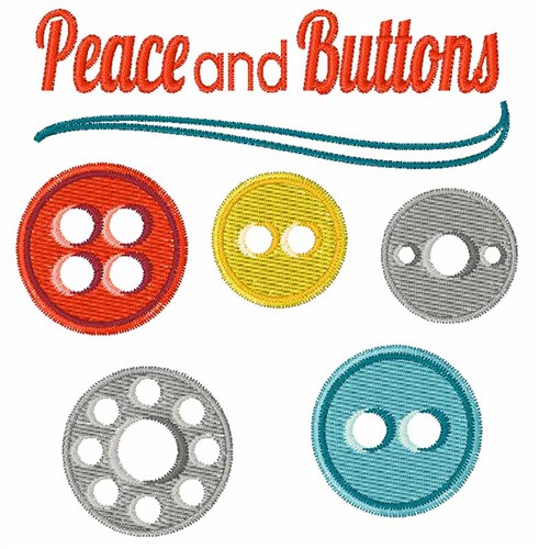 Peace And Buttons Machine Embroidery Design
