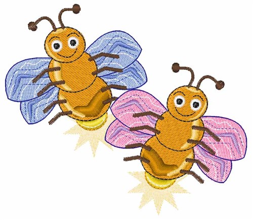Two Fireflies Machine Embroidery Design