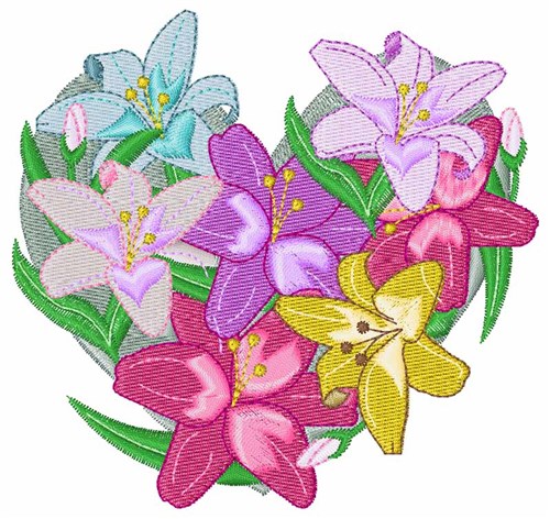Lily Heart Machine Embroidery Design