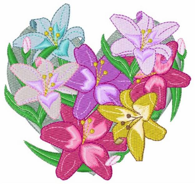 Picture of Lily Heart Machine Embroidery Design