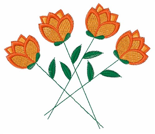 Orange Flowers Machine Embroidery Design