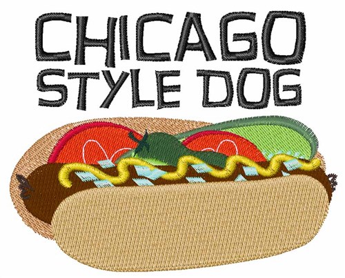 Chicago Style Dog Machine Embroidery Design