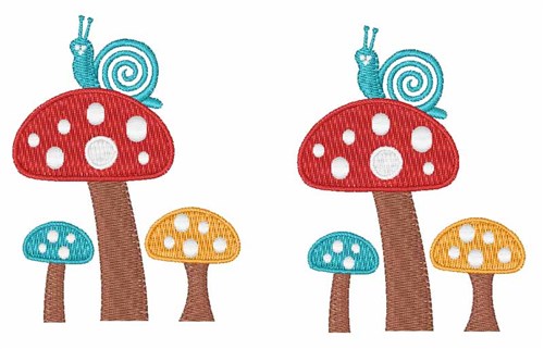 Snails & Mushrooms Machine Embroidery Design