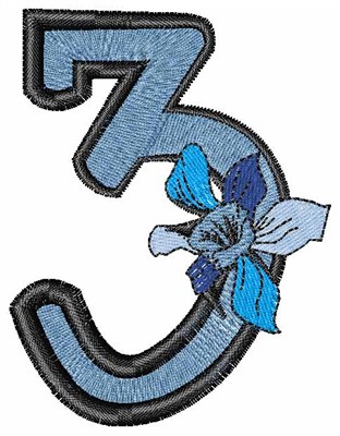 Iris Font Number 3 Machine Embroidery Design