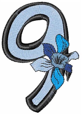 Iris Font Number 9 Machine Embroidery Design