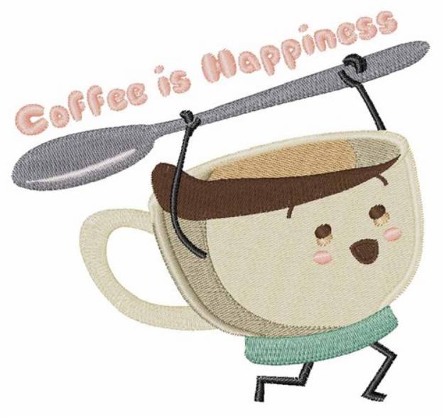 Picture of Coffee Is Happiness Machine Embroidery Design