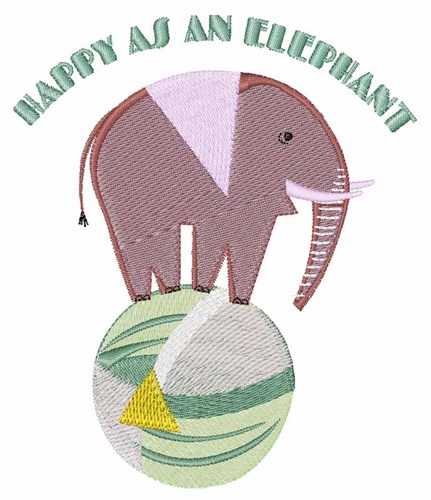 Happy Elephant Machine Embroidery Design