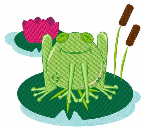 Lilly Pad Frog Machine Embroidery Design