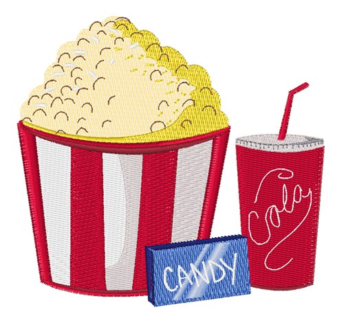 Movie Snacks Machine Embroidery Design