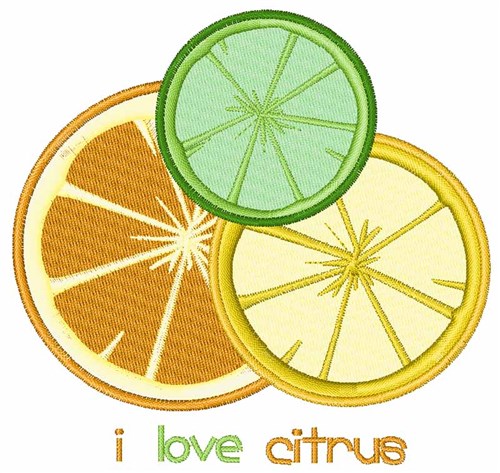 I Love Citrus Machine Embroidery Design