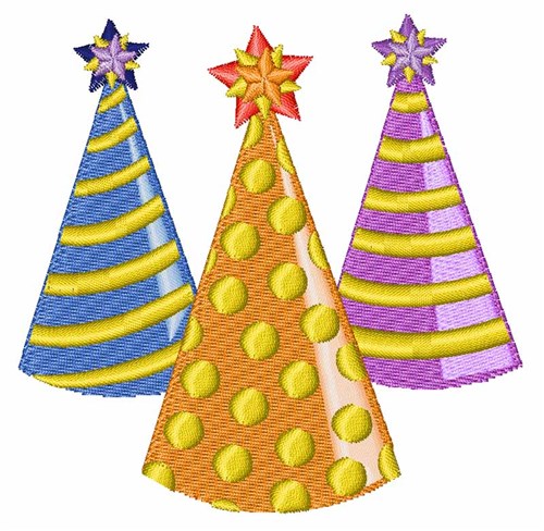 Party Hats Machine Embroidery Design