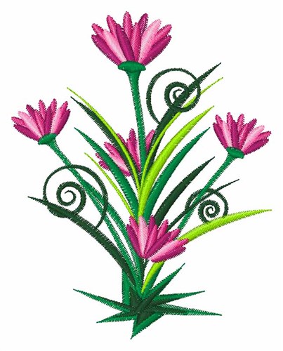 Floral Plant Machine Embroidery Design