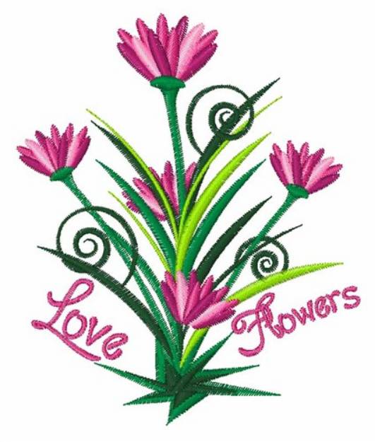 Picture of Love Flowers Machine Embroidery Design