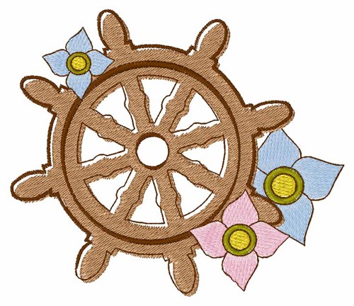 Ship Wheel Flowers Machine Embroidery Design