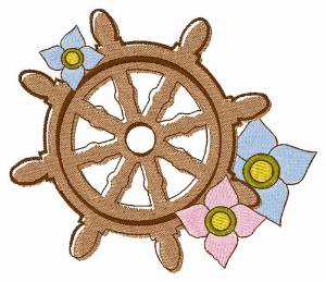 Picture of Ship Wheel Flowers Machine Embroidery Design