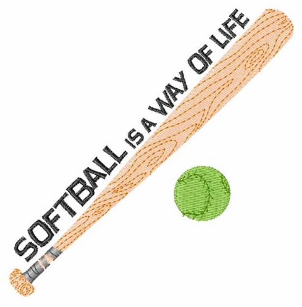 Picture of Softball Life Machine Embroidery Design