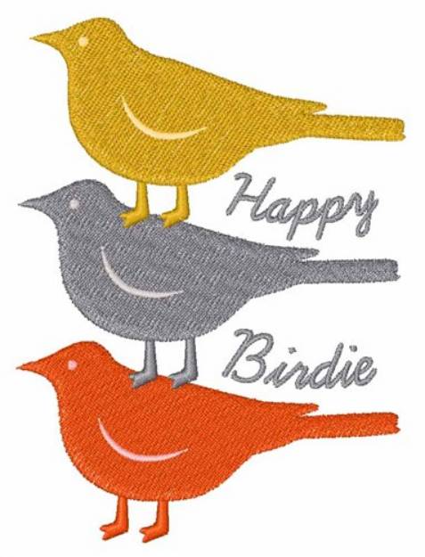 Picture of Happy Birdie Machine Embroidery Design