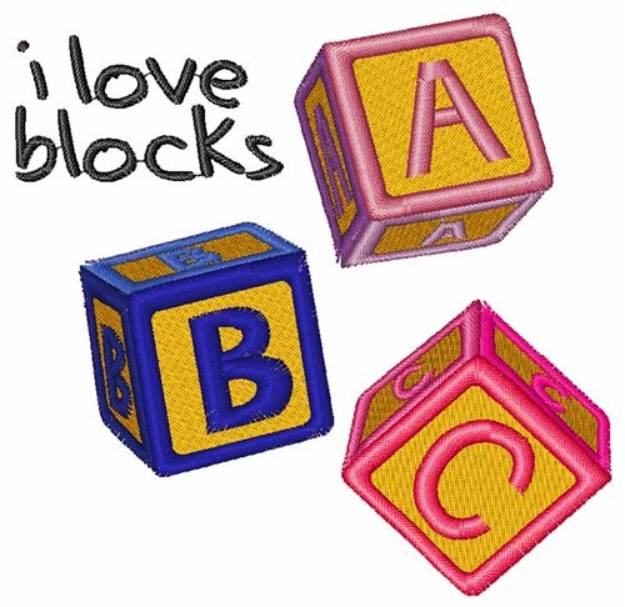 Picture of I Love Blocks Machine Embroidery Design