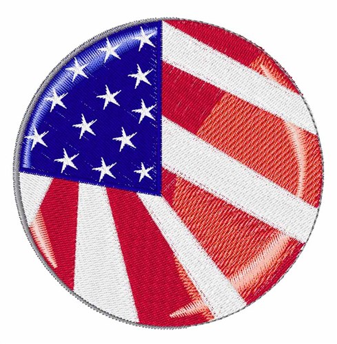 USA Flag Button Machine Embroidery Design