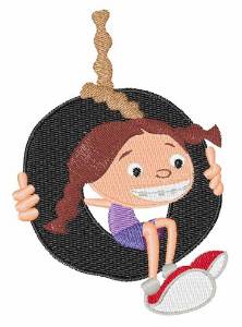 Picture of Girl On Tire Swing Machine Embroidery Design