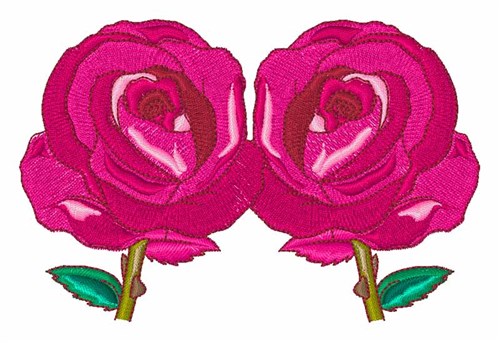 Two Pink Roses Machine Embroidery Design