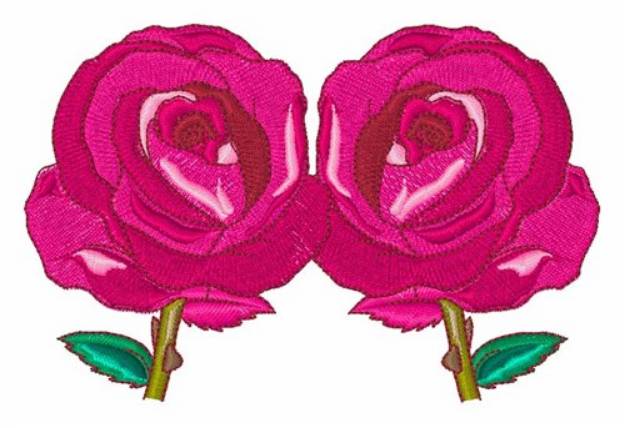 Picture of Two Pink Roses Machine Embroidery Design
