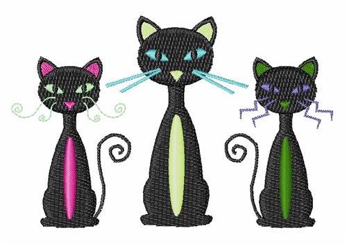 Three Cats Machine Embroidery Design